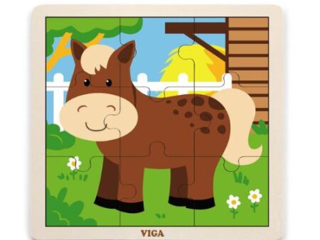 Wooden 9-Piece-Puzzle  - Horse - Image 1