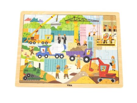 Wooden 48 Pcs Puzzle - Construction  Area - Image 1