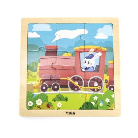 School Stationery Supplies Wooden 9-Piece-Puzzle - Train - Image 1