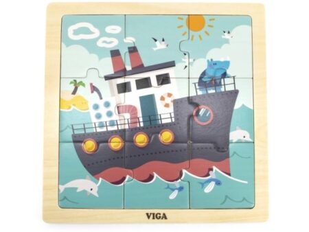 Wooden 9-Piece-Puzzle - Ship - Image 1