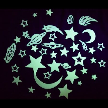 UV Glow in Dark -Moon, Planets and Stars (43 piece set) - Image 1