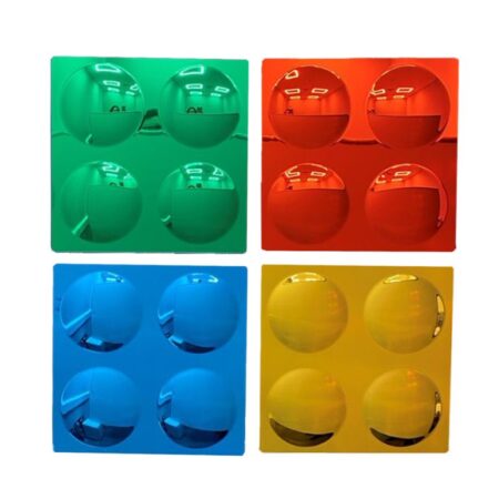 COLOURED 4 BUBBLES CONVEX MIRRORS SET OF 4 - Image 1