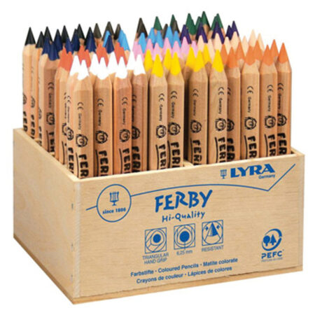 School Stationery Supplies 96 Ferby Colouring Pencils Natural Barrel-EYR - Image 1