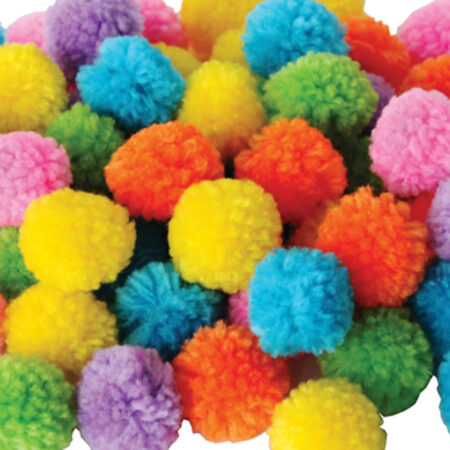 School Stationery Supplies Neon Woolly Pom Poms-EYR - Image 1