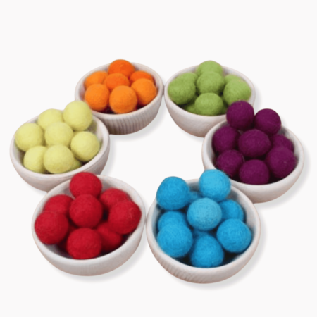 Rainbow Felt Balls In Bowls-EYR