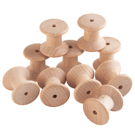 School Stationery Supplies Wooden Spools Pack Of 10-EYR - Image 1