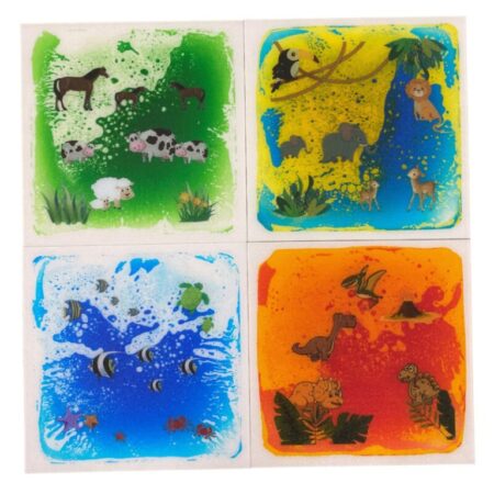School Stationery Supplies Animal Themed Liquid Floor Tiles S/4 30cm - Image 1