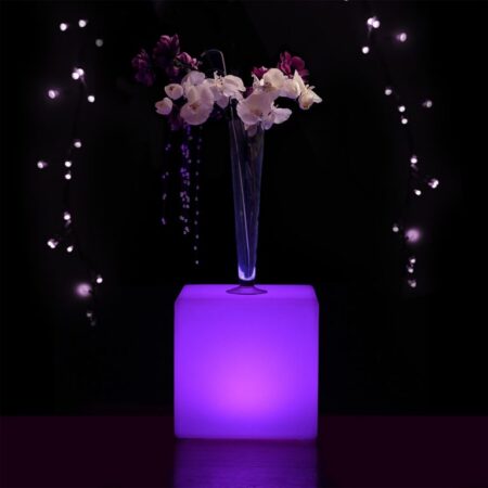 School Stationery Supplies Colour Changing LED Cube Stool 40cm (interchangeable EU/UK adapter) - Image 1