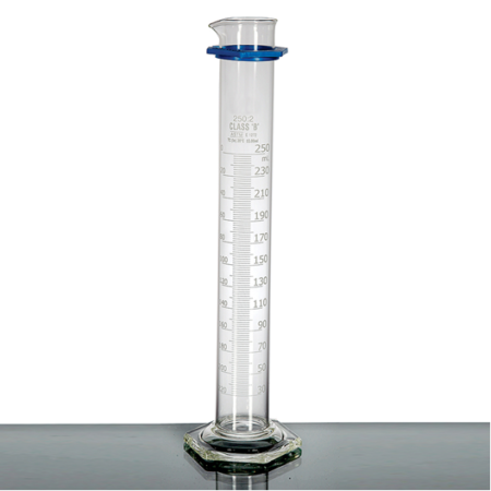 School Stationery Supplies Labware : Measuring Cylinder, 500Ml ,Hexa. Base Blue Grad. Gl.A. - Image 1