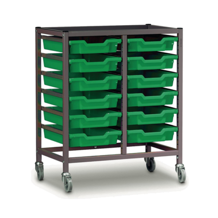 School Stationery Supplies Furniture : Trolley With Gratnells Double Column - H850Mm - Image 1