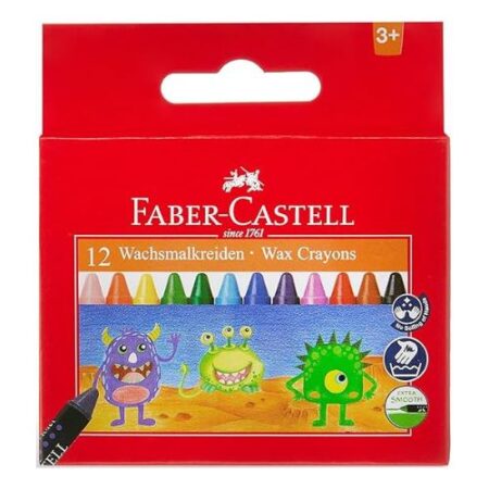 School Stationery Supplies Faber-Castell Wax Crayons 12 Color 75mm - Image 1