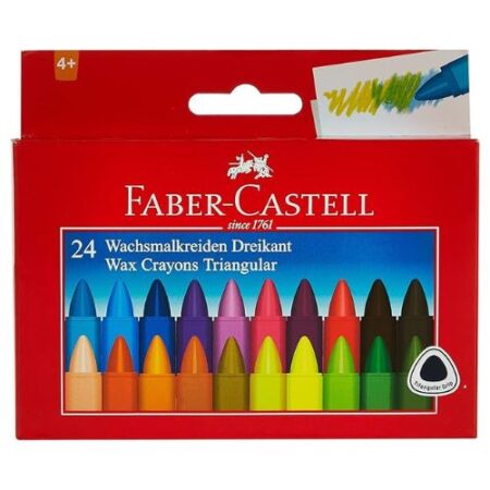 School Stationery Supplies Faber-Castell Triangular Wax Crayons 24 Color 90mm - Image 1