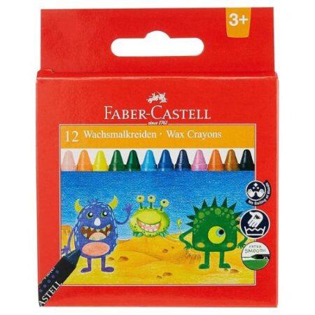 School Stationery Supplies Faber-Castell Wax Crayons 12 Color 90mm - Image 1