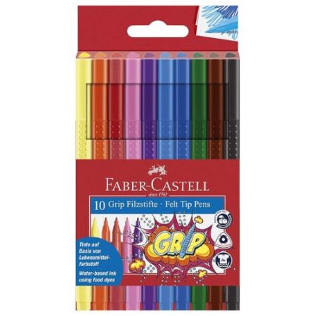 School Stationery Supplies Faber-Castell Grip Felt Pen 10 Color - Image 1