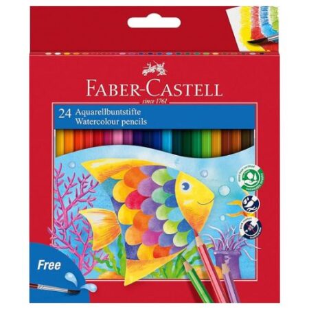 School Stationery Supplies FC Fish Design Water Colour Pencils 24 Colour - Image 1
