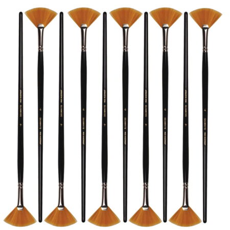 Golden Synthetic Brush Fan - Size 4 - Pack Of 10 - Image 1