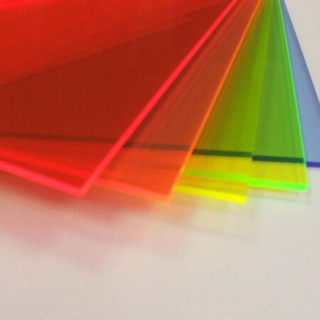 3Mm Fluorescent Acrylic Sheet Pack 1000 X 500Mm Assort. Colour 5 Sheet Packone Each Of: Neptune Blue Mars Red Acid Green Lava Orange Solar Yellow. - Image 1