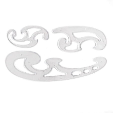 School Stationery Supplies French Curve Set clear plastic set of 3 - Image 1
