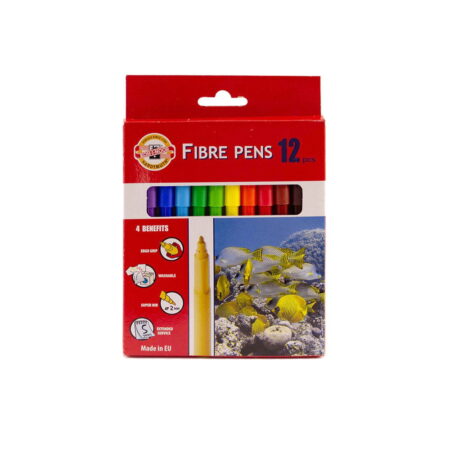 Kin Fibre Tip Pens Washable Set Of 12 Colours