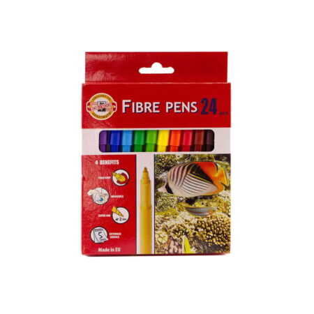 School Stationery Supplies Kin Fibre Tip Pens Washable Set Of 24 Colours - Image 1