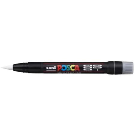 Posca Marker 350 Pcf Brush Tip 1-10Mm White - Image 1