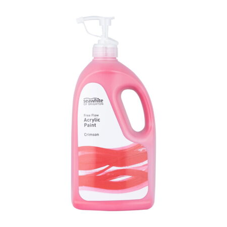 2000ml Freeflow Acrylic Paint Bottle with pump Crimson - Image 1
