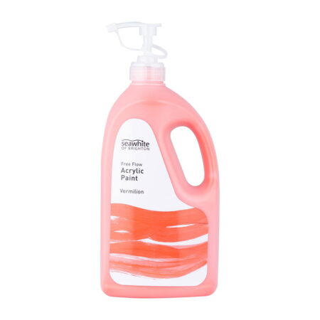 2000Ml Freeflow Acrylic Paint Bottle With Pump Vermillion - Image 1