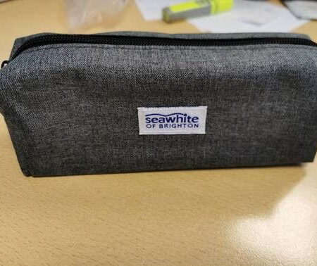 Smart Grey Fabric Zip-Up Pencil Case - Image 1